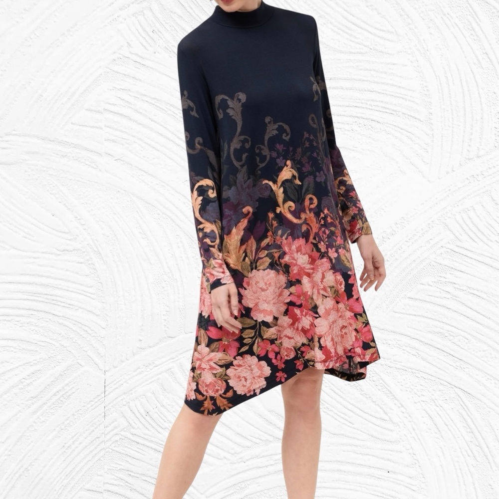 Johnny Was The Janie Favorite Mock Neck‎ Swing Dress in Cherie PL $228